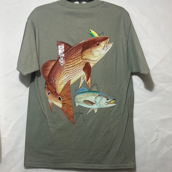Guy Harvey Gray Short Sleeve Tee Classic Crew Neck - Picture 2 of 8